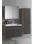 Çiğdem 80+35 cm Atlantik Çam-Antrasit Gri Mat Mdf Seramik Lavabolu Asma Banyo Dolabı Takımı 2