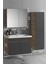 Çiğdem 80+35 cm Atlantik Çam-Antrasit Gri Mat Mdf Seramik Lavabolu Asma Banyo Dolabı Takımı 5