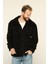 Erkek Siyah Oversize Kanguru Cepli Peluş Hırka 1