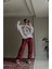 Limited Edition Kırmızı Unisex Oversize Y2K Ekose-Kareli Desen Model Relaxed Bol Paça Eşofman Altı 2