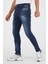 Erkek Slim Fit Likralı Tırnaklı Koyu Mavi Kot Pantolon 3