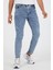Erkek Slim Fit Likralı Yırtık Açık Kar Yıkama Kot Pantolon 1