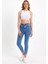 Toparlayıcı Kumaş Yüksek Bel Mavi Skinny Jean 1