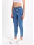 Toparlayıcı Kumaş Yüksek Bel Mavi Skinny Jean 4