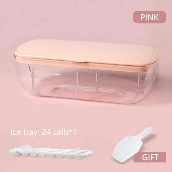 24 Hücre Pembe 2 In 1 Buz Küpü Yapma Kalıp Silikon Pres Tipi Buz Kübik Makinesi Dıy Yaratıcı Mutfak Alet Yaz Soğutma Içeceği Buz Tepsisi Aracı (Yurt Dışından)