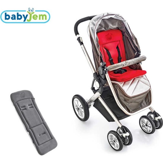 Babyjem Terleme Önleyici Bebek Arabası Puset Minderi %100 Pamuklu Gri