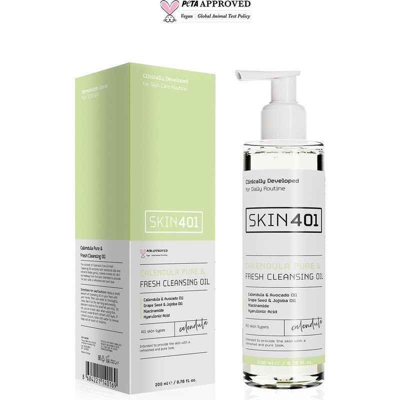 Skin401 Yüz Temizleme Yağı 200 ml Niacinamide İçerikli Arındırıcı Makyaj Temizleyici Tüm Ciltler