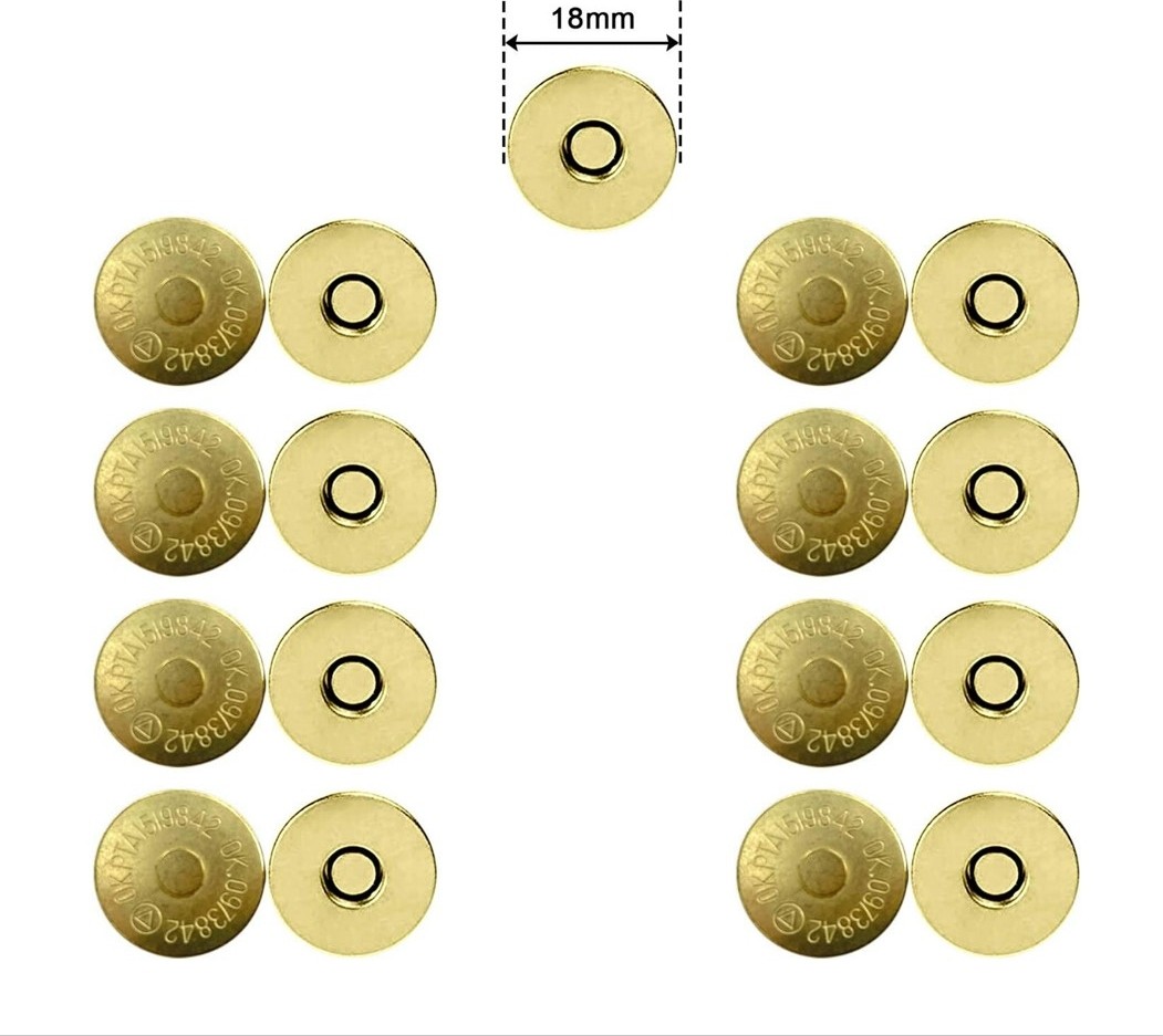 Hdg Mıknatıslı Yuvarlak Çanta Çıtçıtı Örgü Çantaya Mıknatıslı Çıtçıt Altın Rengi -18Mm Çap
