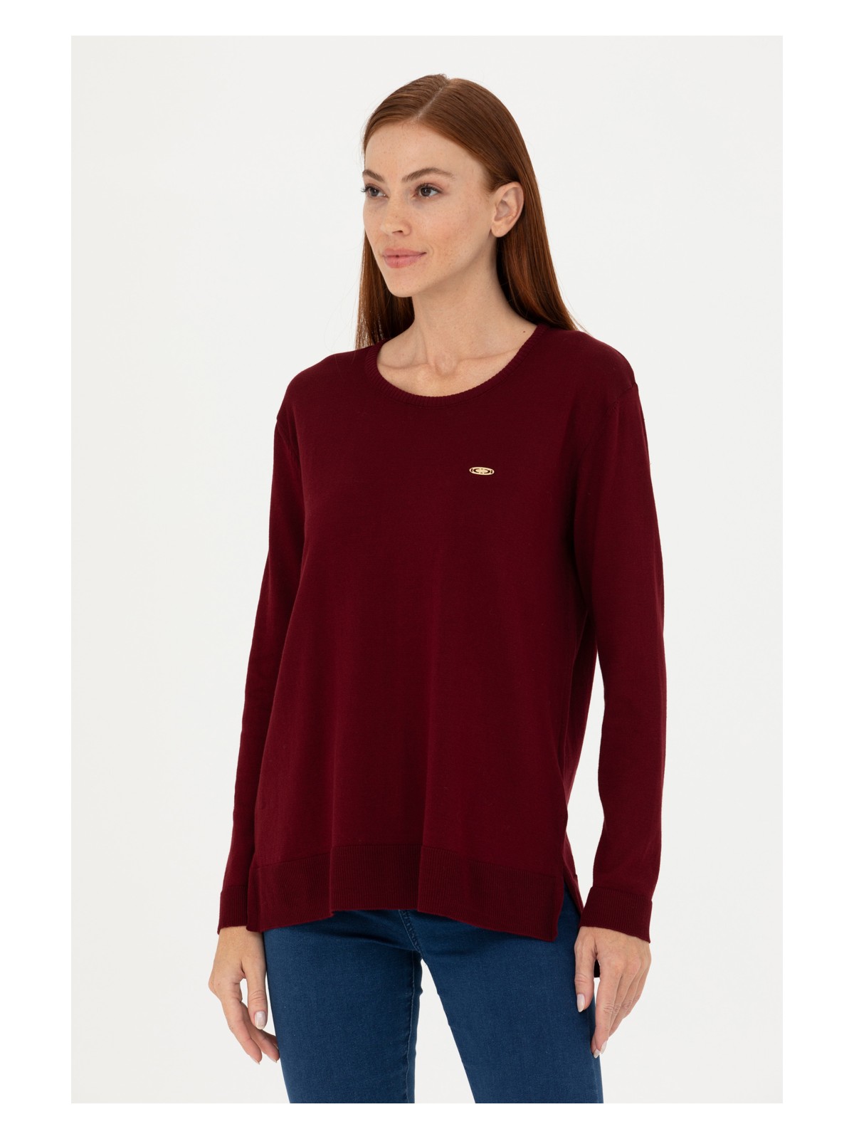 U.S. Polo Assn. Kadın Bordo Bisiklet Yaka Basic Kazak 50277309-VR014 - Görsel 3