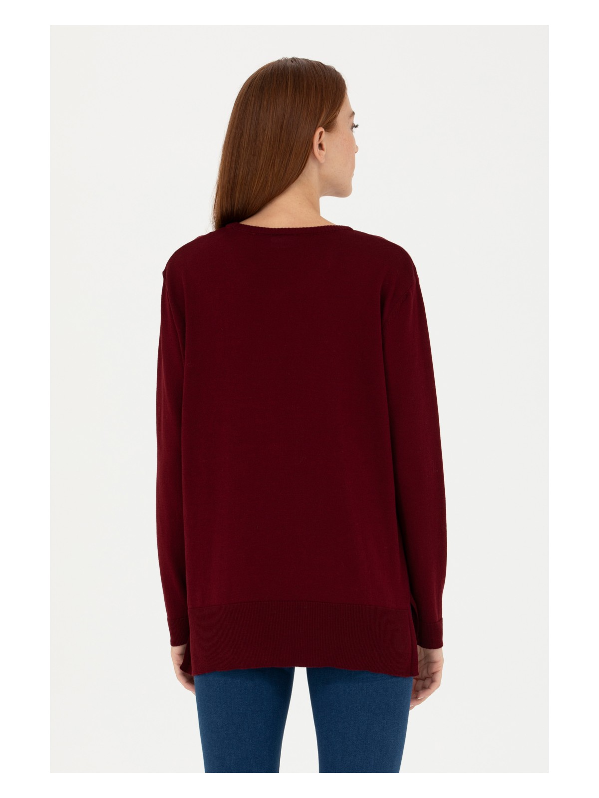 U.S. Polo Assn. Kadın Bordo Bisiklet Yaka Basic Kazak 50277309-VR014 - Görsel 5