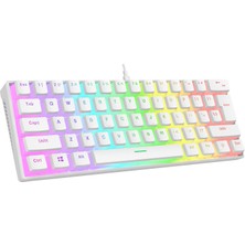 Rampage RADIANT K11 Beyaz Type-C Bağlantılı RGB Puding Tuşlu US Layout Blue Switch Gaming Oyuncu Klavye