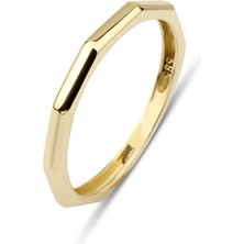 Kairos Jewelry 14 Ayar Altın Sade Geometrik Yüzük KRS097-14GR