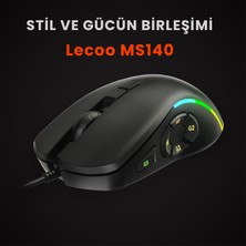 Lenovo Lecoo MS140 Kablolu RGB LED Aydınlatmalı 6400DPI 10 Makro Tuşlu 500Hz Gaming Mouse Siyah