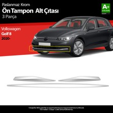 S-Dizayn Vw Golf 8 Hb Krom Ön Tampon Alt Çıtası 3 Prç. 2020 Üzeri