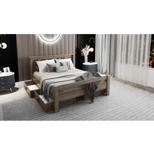 Ninnimo Ni̇nni̇mo Arya Çi̇ft Ki̇şi̇li̇k 160X200 Yatak Uyumlu Ceviz Çekmeceli̇ Karyola - Açy-2