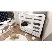 Ninnimo 90X190 Yatak Uyumlu Beyaz Mdf Genç Ranza- MR20-1