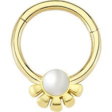 Altın Sepeti Altın Inci Çiçek Model Halka Piercing
