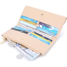Xstone Saf Renk Pu Deri Uzun Cüzdan Çoklu Kart Yuvaları Depolama Koruma Debriyaj Çantası Kadınlar Billfold (Yurt Dışından)