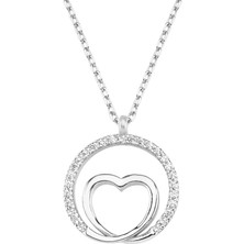 Altın Sepeti Gümüş Kalp Döngüsü Kolye