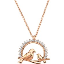 Altın Sepeti Rose Gümüş Kuş Yuvası Kolye