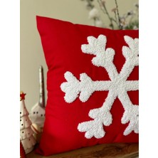 Punchh Atolyesii Punchhatolyesii Yılbaşı Kartanesi Kırlent Kılıfı Elyapımı  Kırmızı Renk 43X43 cm