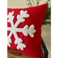 Punchh Atolyesii Punchhatolyesii Yılbaşı Kartanesi Kırlent Kılıfı Elyapımı  Kırmızı Renk 43X43 cm