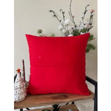 Punchh Atolyesii Punchhatolyesii Yılbaşı Kartanesi Kırlent Kılıfı Elyapımı  Kırmızı Renk 43X43 cm