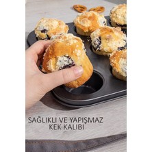 Beatitude 12'li Yanmaz Yapışmaz Muffin Kalıbı Kekstra Cupcake Mini Kek Browni Pişirme Fırın Kalıp