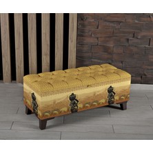 Armi Puf Gold Hint/fil Desenli Sandıklı Puf +2 Kırlent