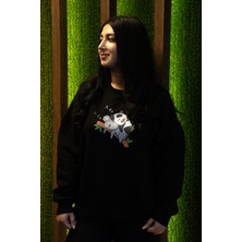 HGM Koala And Panda Özel Tasarım Oversize Crop Sweatshirt