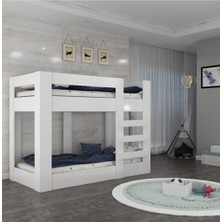 Ninnimo 90X190 Yatak Uyumlu Beyaz Mdf Genç Ranza- MR47-1
