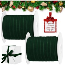 Roco Paper Co. Roco Paper Yeniyıl Yılbaşı Yeşil Kadife Kurdele 2 cm 18 Metre