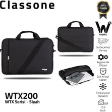 Classone WTX200  Wtxpro  Serisi 15.6 Inch Uyumlu Su Geçirmez Kumaş Macbook, Laptop , Notebook El Çantası- Siyah