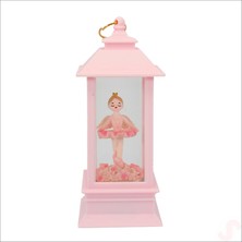 Süsle Bebek ve Parti Uçuşan Simli,12,5cm x 5cm LED Işıklı Balerin Fener Küre - B