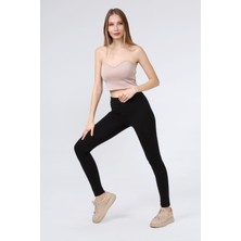 Fancy Kadın Yüksek Bel Siyah Basic Slim Fit Tayt