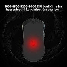 Lenovo Lecoo MS108 Kablolu RGB LED Aydınlatmalı 6400DPI 7 Tuşlu Gaming Mouse Siyah