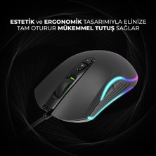 Lenovo Lecoo MS108 Kablolu RGB LED Aydınlatmalı 6400DPI 7 Tuşlu Gaming Mouse Siyah