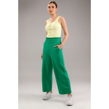 Fancy Kadın Beli Lastikli Oversize Bol Paça Basic Pantolon