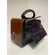 Sna Ahşap Görünümlü Usb/bt/fm Solar Panelli Nostajık Radyo