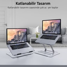 Jön Metal Katlanabilir Telefon Tutuculu Tüm Modellerle Uyumlu Ayarlanabilir Notebook Laptop Standı Yükseltici