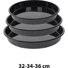 Cook-Lab Siyah Parlak Emaye Yuvarlak 3'lü Fırın Tepsi Seti 32-34-36 cm