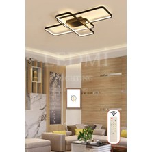 Ledmi Lighting Yüksek Aydınlatmalı Dikdörtgen Siyah Tavan LED Avize,3 Renk Aydınlatma,kumandalı Avize,salon Avizesi,spor Avize, Modern Avize