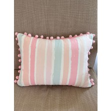 Tuğçe Demir Home Design Mini Bel Boy Renkli Çizgili Desen Dekoratif Kırlent