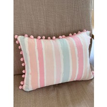 Tuğçe Demir Home Design Mini Bel Boy Renkli Çizgili Desen Dekoratif Kırlent