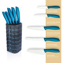 Schafer Quick Chef Standlı Bıçak Seti-6 PARÇA-MAVI01
