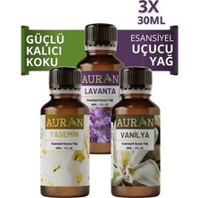 Auran Lavanta, Yasemin, Vanilya Saf Esansiyel Uçucu Yağ Buhurdanlık Yağı Difüzör Esans Aromaterap 3x 30ml