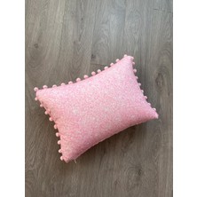 Tuğçe Demir Home Design Mini Bel Boy Pembe Parıltı Desen Dekoratif Kırlent Kılıfı