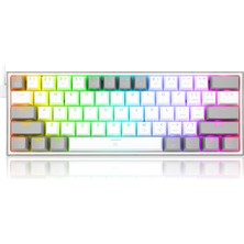 REDRAGON K617-rgb Wg Türkçe Q Fizz %60 Kablolu Mekanik Oyuncu Klavyesi, Red Switch, Beyaz/Gri