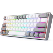 REDRAGON K617-rgb Wg Türkçe Q Fizz %60 Kablolu Mekanik Oyuncu Klavyesi, Red Switch, Beyaz/Gri