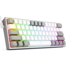 REDRAGON K617-rgb Wg Türkçe Q Fizz %60 Kablolu Mekanik Oyuncu Klavyesi, Red Switch, Beyaz/Gri